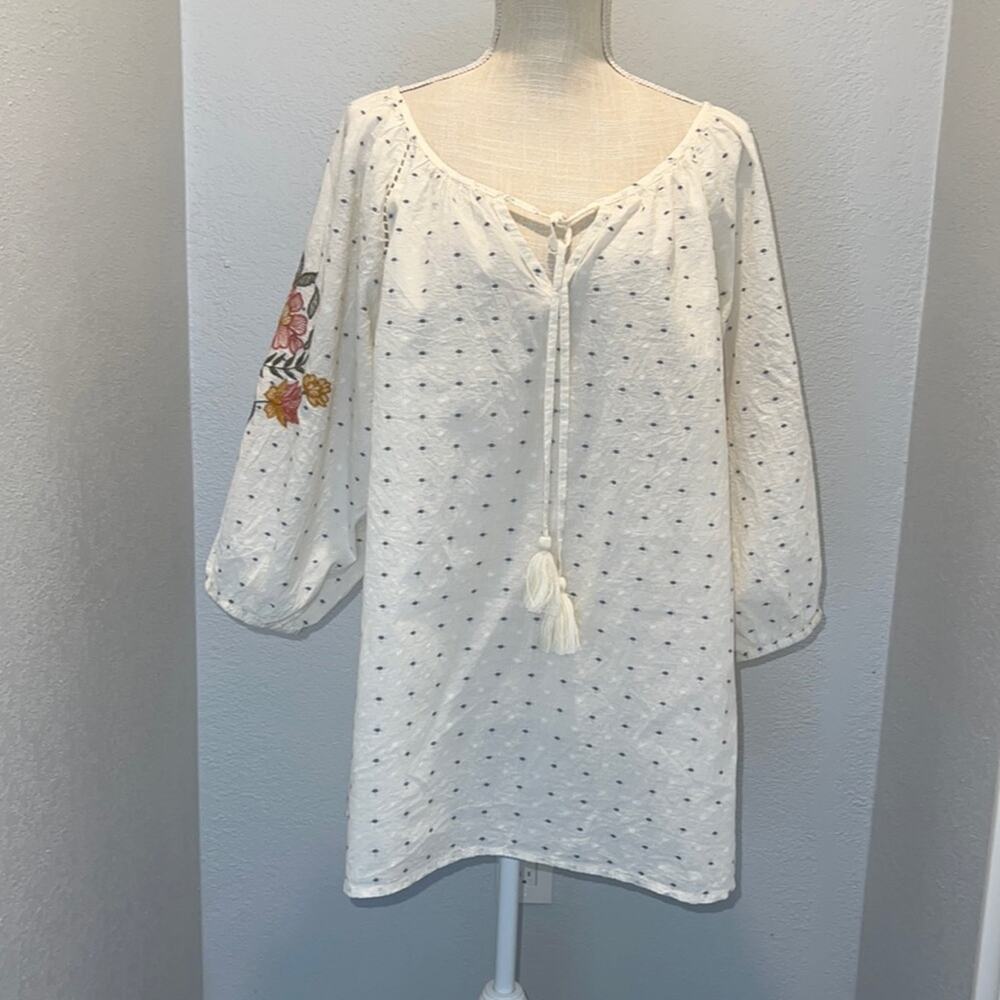 World Market Embroidered Boho Peasant Blouse - Size L/XL